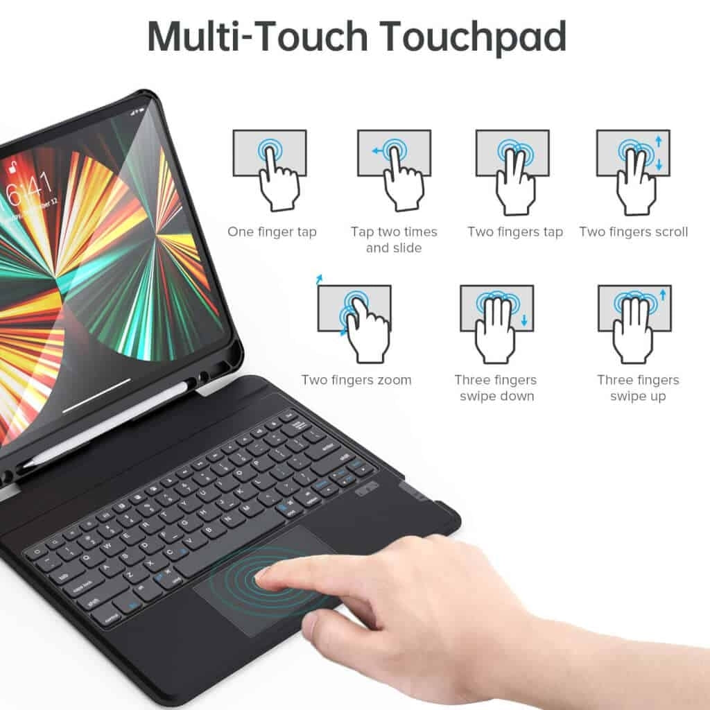 CHOETECH Backlit Bluetooth Keyboard with Touchpad for iPad Pro 10.9 (Black)
