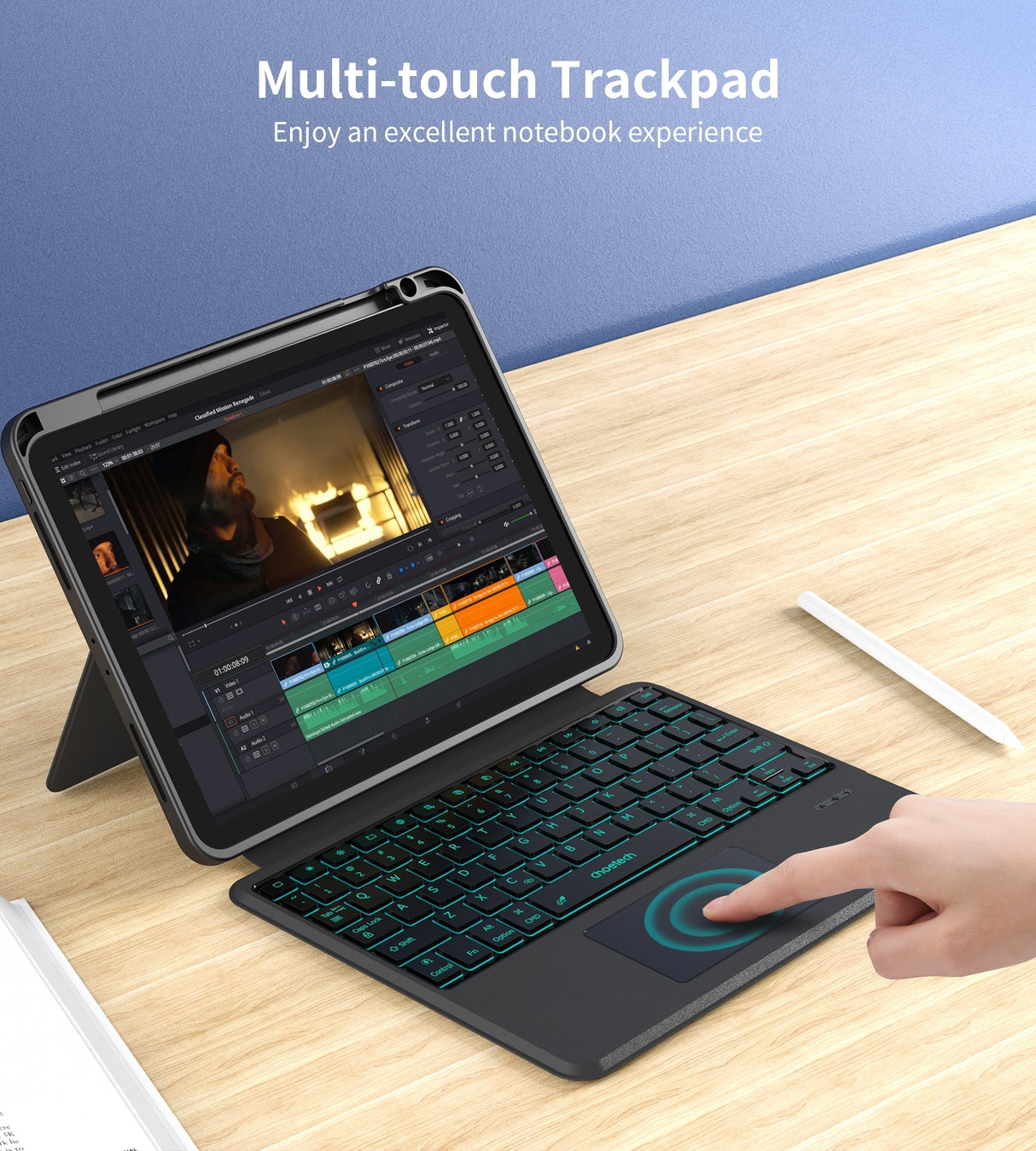 CHOETECH BH-018 Backlit Wireless Keyboard with Touchpad for iPad Pro 11 (Black)