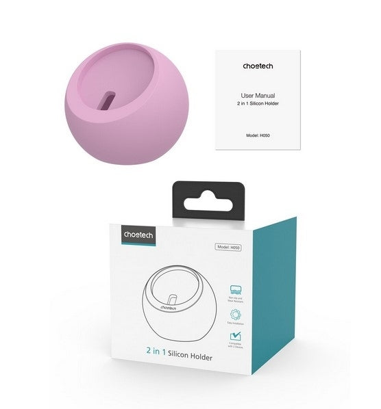 CHOETECH H050-PK Dual Magnetic Charger Stand for iPhone 12/13/14/15 Series & iWatch (Pink)