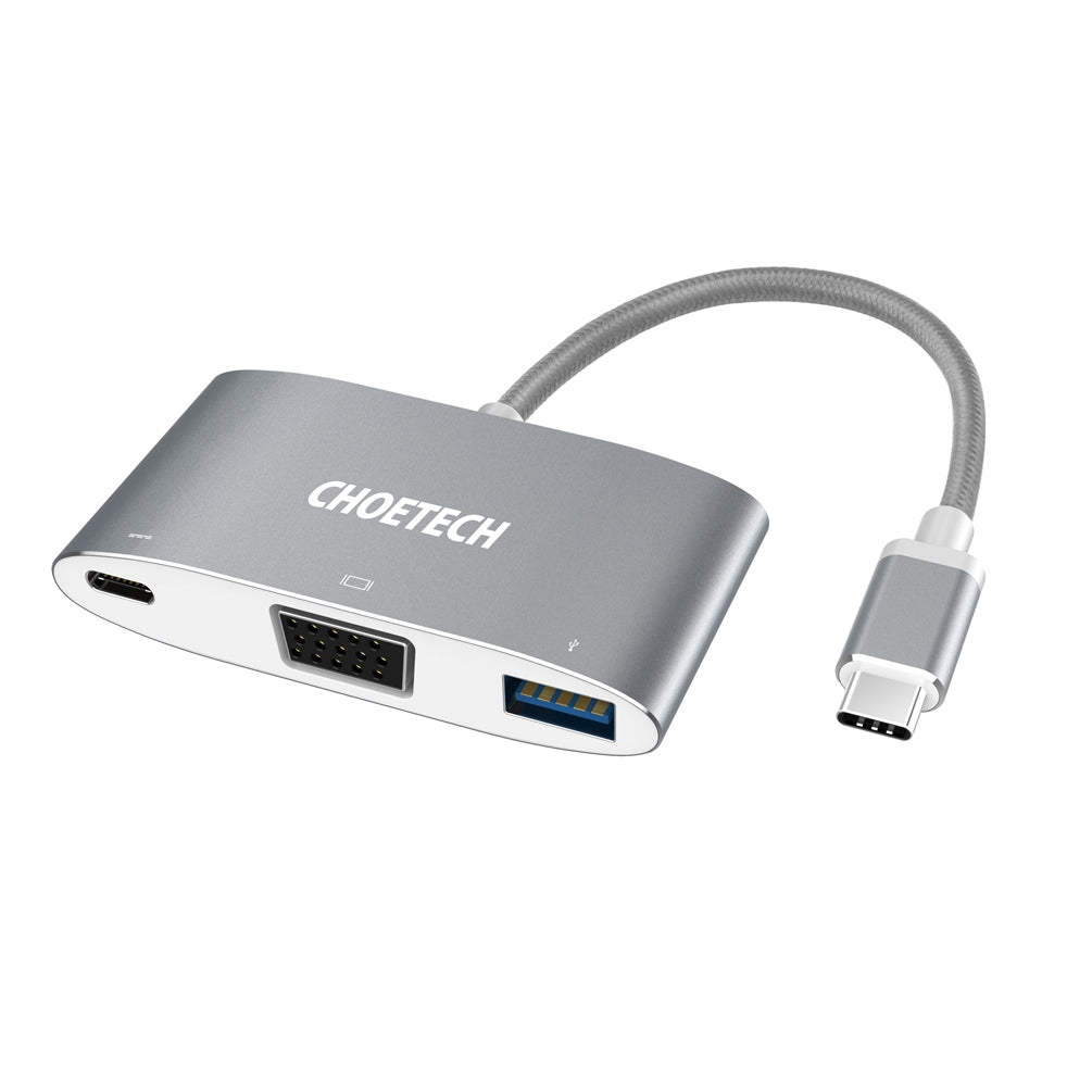 CHOETECH USB-C Multiport Adapter: VGA, USB & Charging Hub