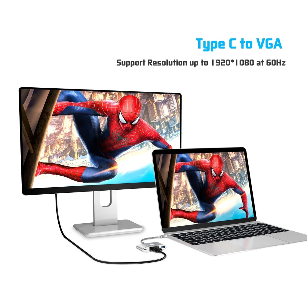 CHOETECH USB-C Multiport Adapter: VGA, USB & Charging Hub