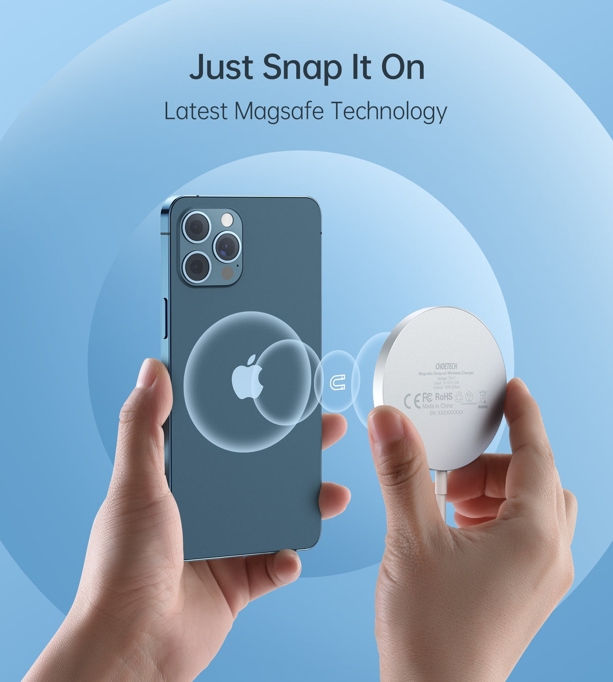CHOETECH MQ00117-SL (T517+AC) MagLeap Magnetic Wireless Charger + AC