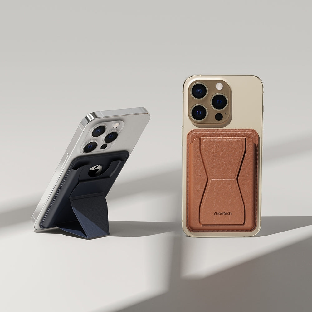 CHOETECH Magnetic Card Holder for iPhone 12/13/14 - Brown Wallet with Magsafe Compatibility