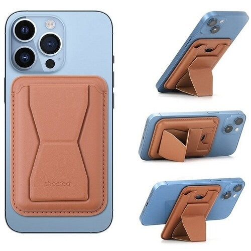CHOETECH Magnetic Card Holder for iPhone 12/13/14 - Brown Wallet with Magsafe Compatibility