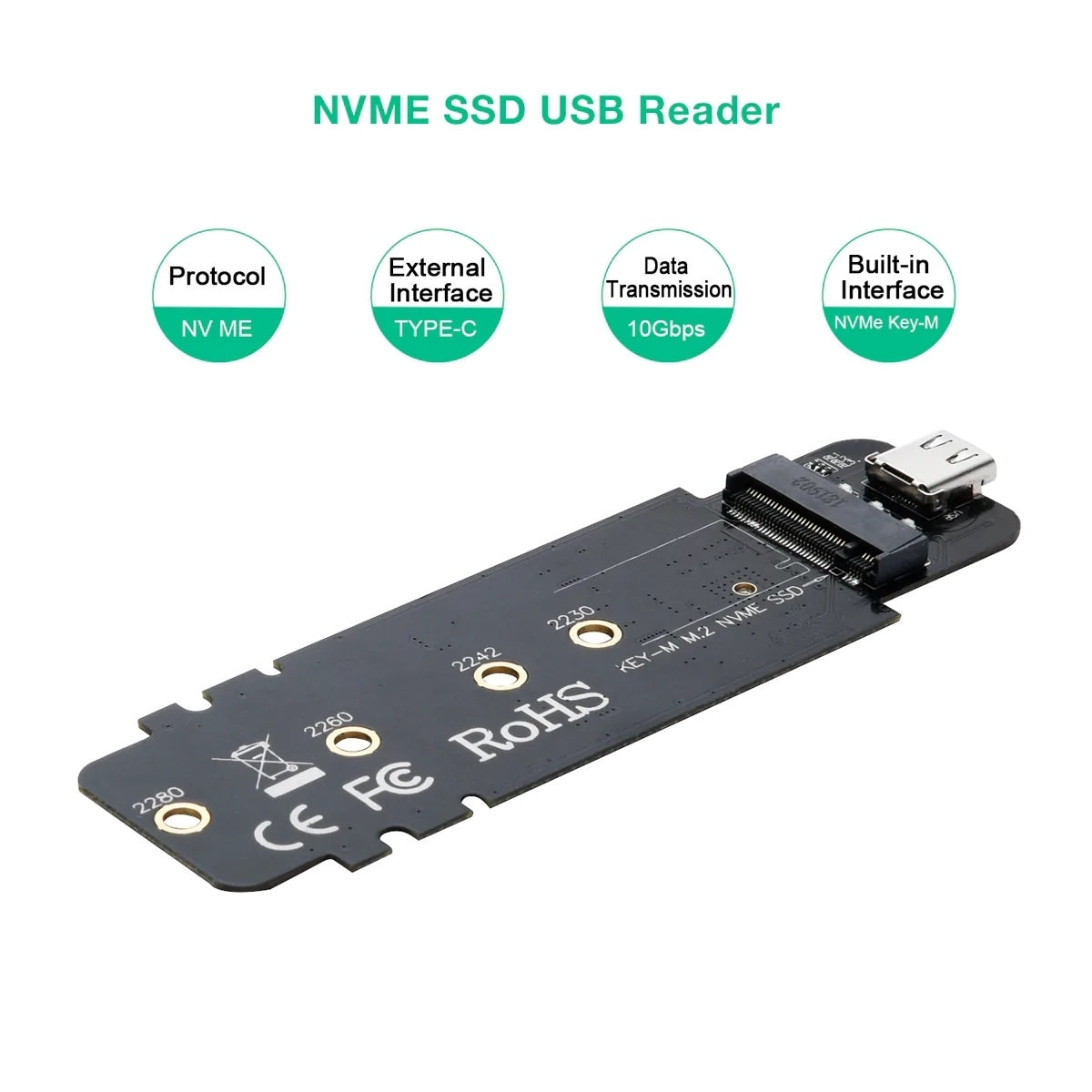 CHOETECH M.2 to USB 3.1 Gen 2 SSD Enclosure for PCI-E NVMe Drives (M-Key Only)