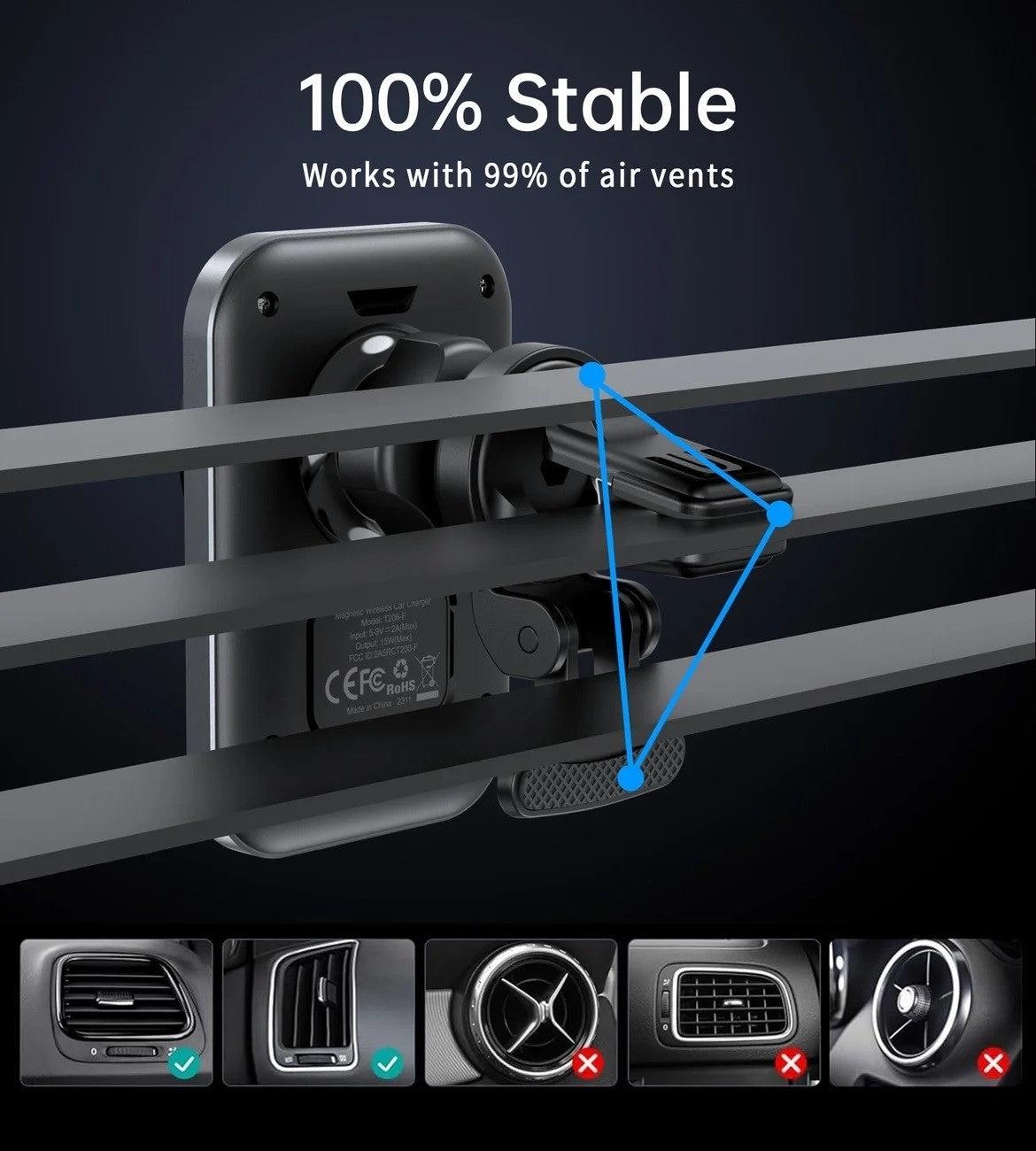 CHOETECH T206-F 15W Magnetic Car Mount Charger with 360-Degree Rotation