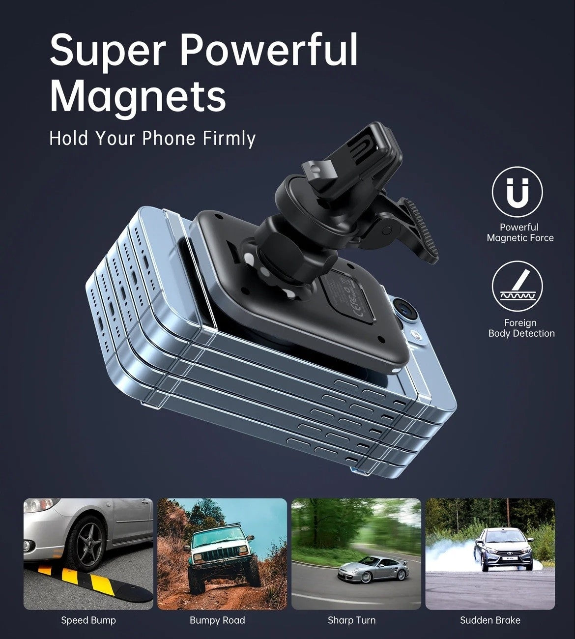 CHOETECH T206-F 15W Magnetic Car Mount Charger with 360-Degree Rotation