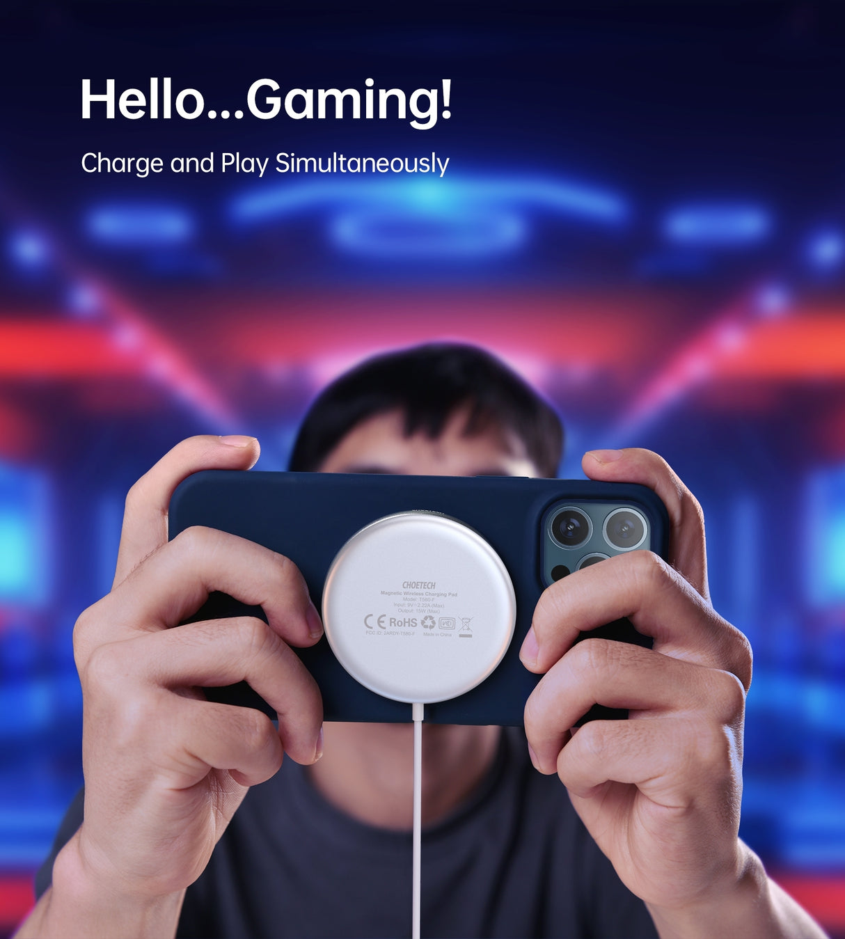 CHOETECH 15W Magnetic Wireless Charger with 3.3ft USB-C Cable (White)