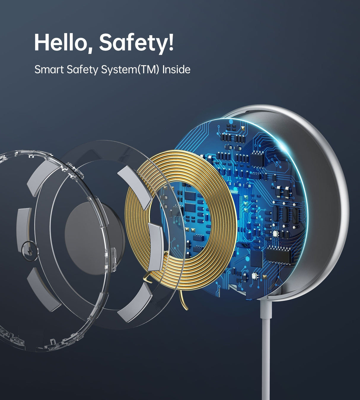 CHOETECH 15W Magnetic Wireless Charger with 3.3ft USB-C Cable (White)