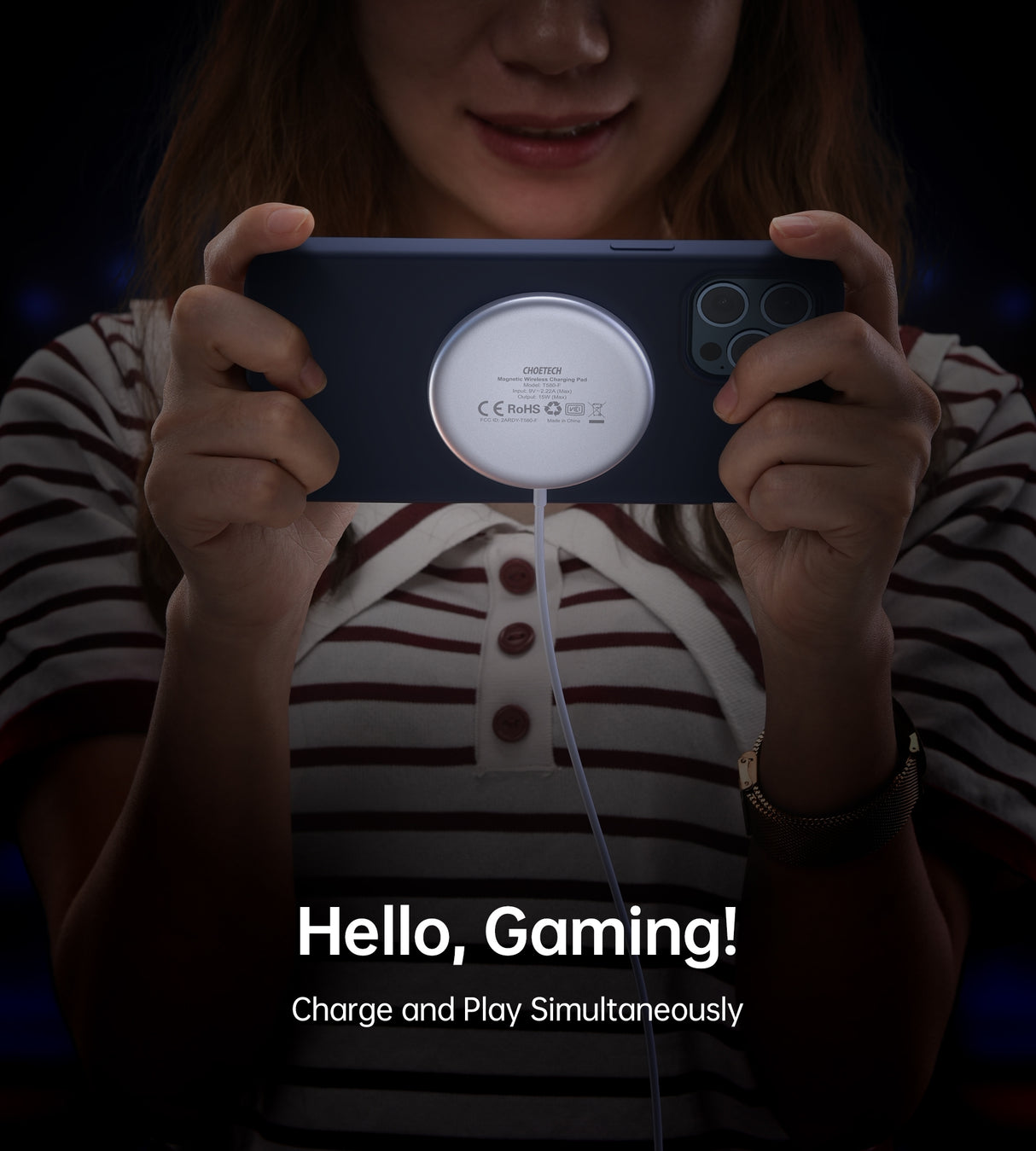 CHOETECH 15W Magnetic Wireless Charger with 3.3ft USB-C Cable (White)