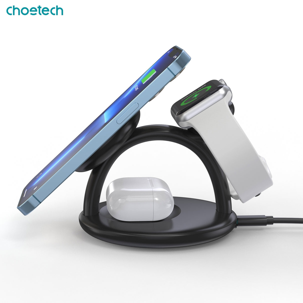3-in-1 Magnetic Wireless Charger Station for iPhone, AirPods, and Apple Watch - CHOETECH T587-F