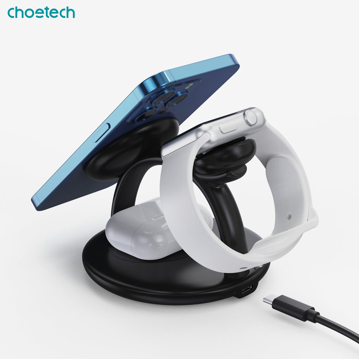 3-in-1 Magnetic Wireless Charger Station for iPhone, AirPods, and Apple Watch - CHOETECH T587-F