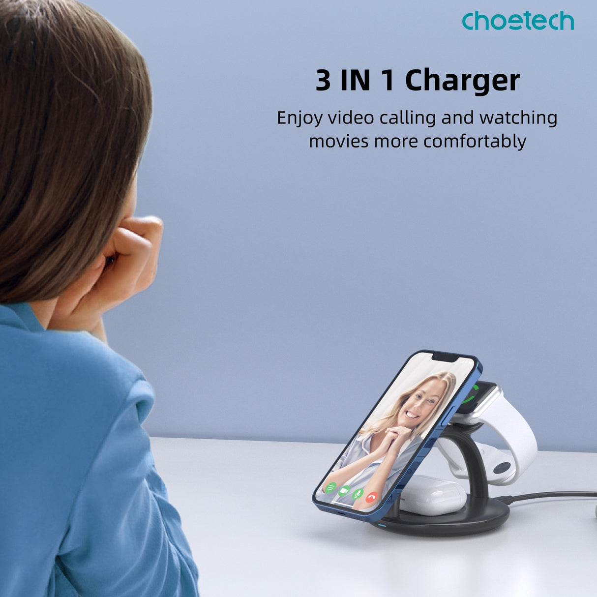 3-in-1 Magnetic Wireless Charger Station for iPhone, AirPods, and Apple Watch - CHOETECH T587-F