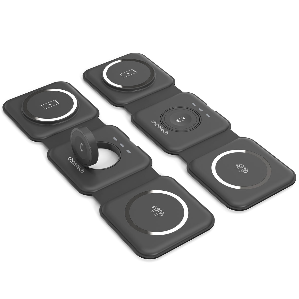 CHOETECH T588-F-BK 3-in-1 Foldable Fast Wireless Charging Station for iPhone, Watch, and AirPods