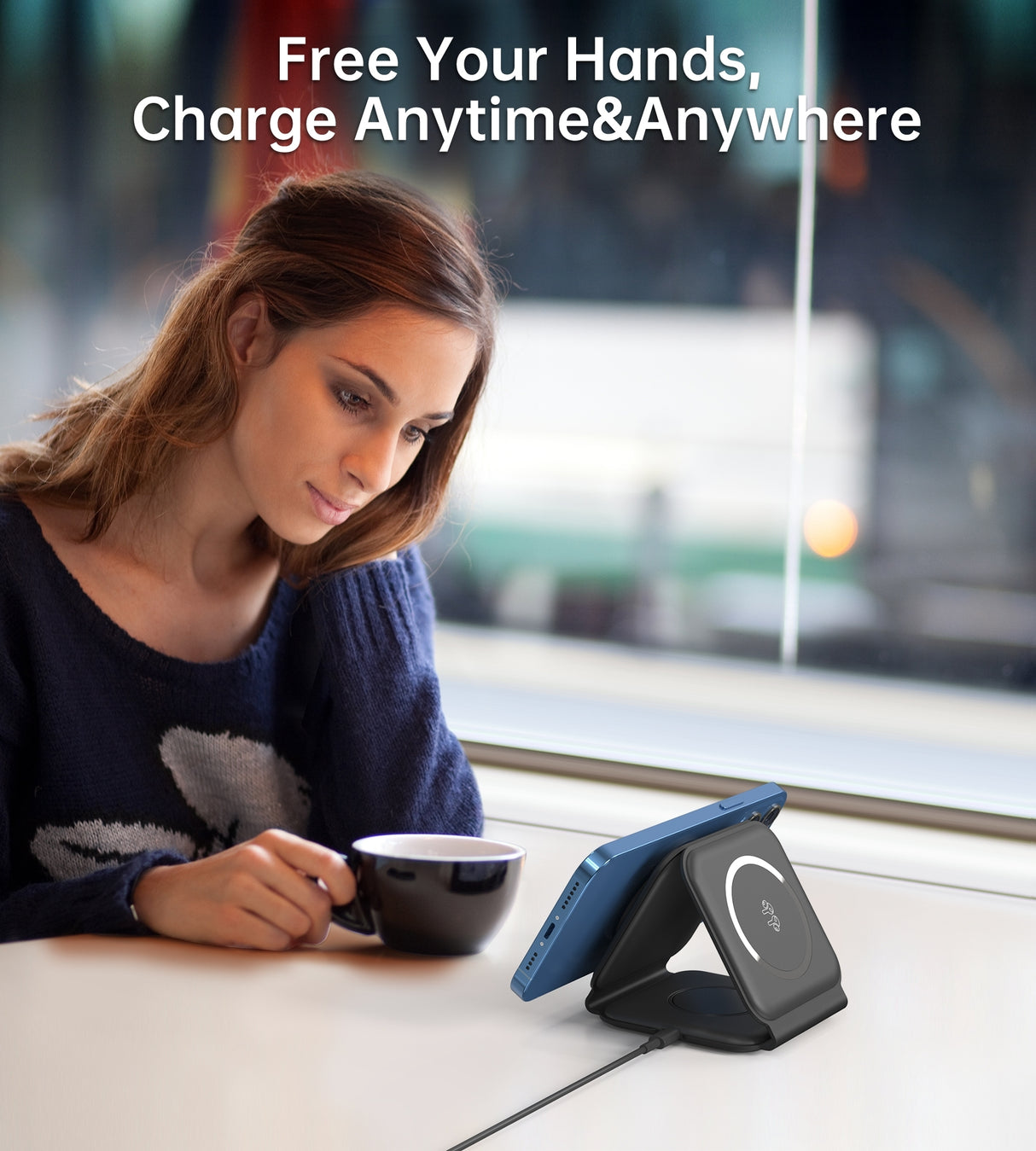 CHOETECH T588-F-BK 3-in-1 Foldable Fast Wireless Charging Station for iPhone, Watch, and AirPods
