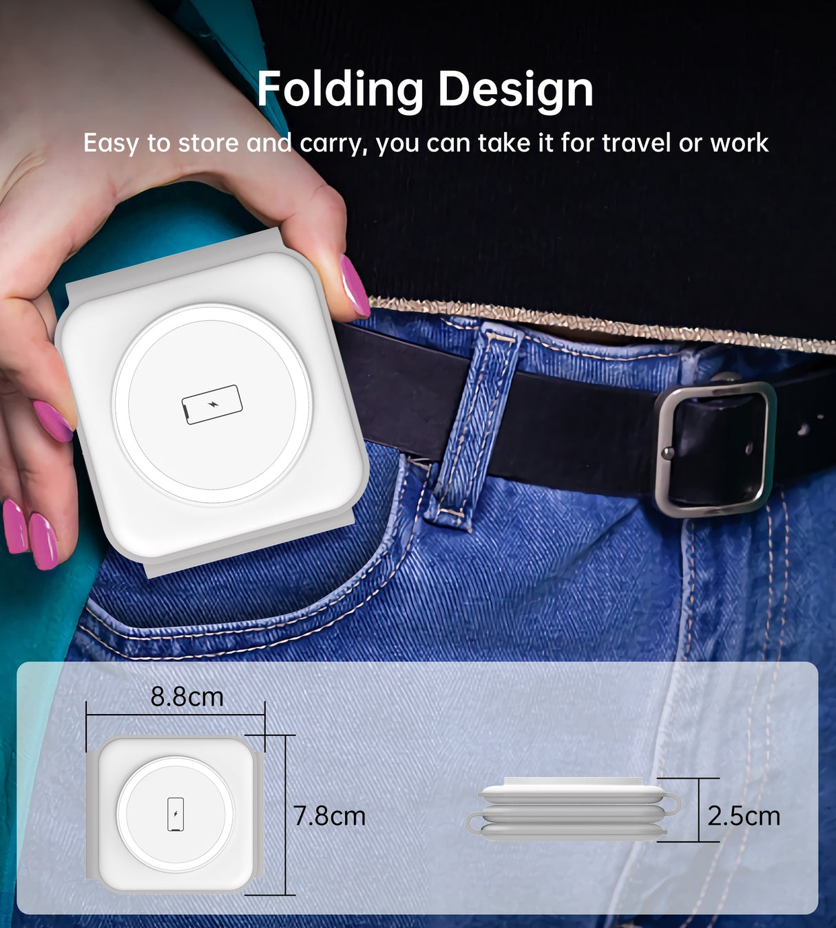 CHOETECH 3-in-1 Foldable Fast Wireless Charger for iPhone, Apple Watch, and AirPods