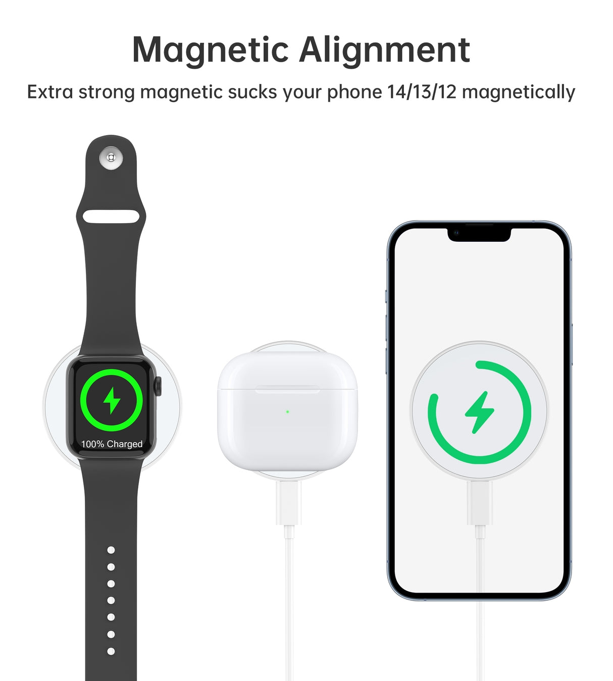 CHOETECH T603-F 2-in-1 Magnetic Wireless Charger with Ring Holder for iPhone, AirPods, and Apple Watch - 15W Fast Charging