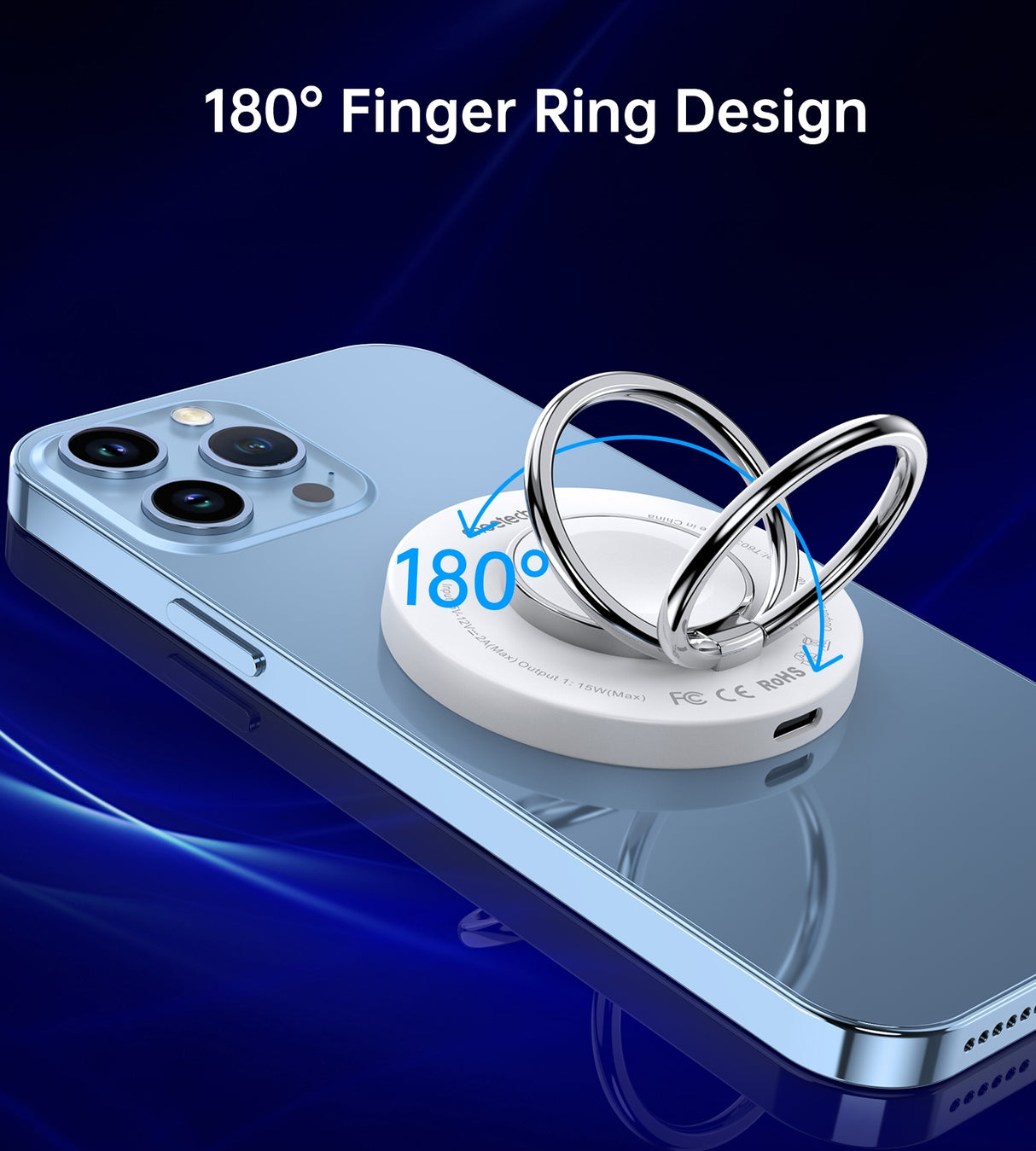 CHOETECH T603-F 2-in-1 Magnetic Wireless Charger with Ring Holder for iPhone, AirPods, and Apple Watch - 15W Fast Charging