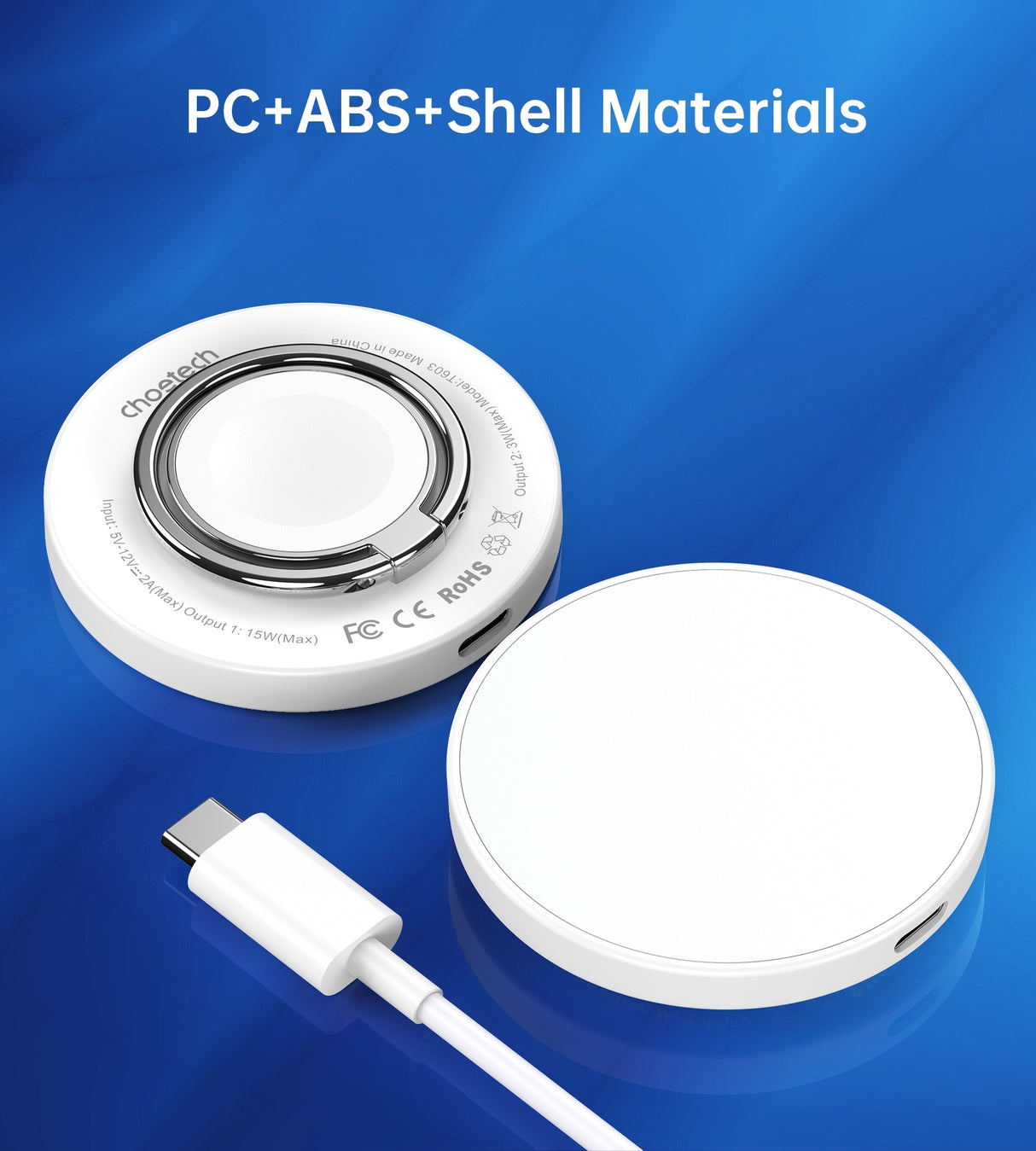 CHOETECH T603-F 2-in-1 Magnetic Wireless Charger with Ring Holder for iPhone, AirPods, and Apple Watch - 15W Fast Charging