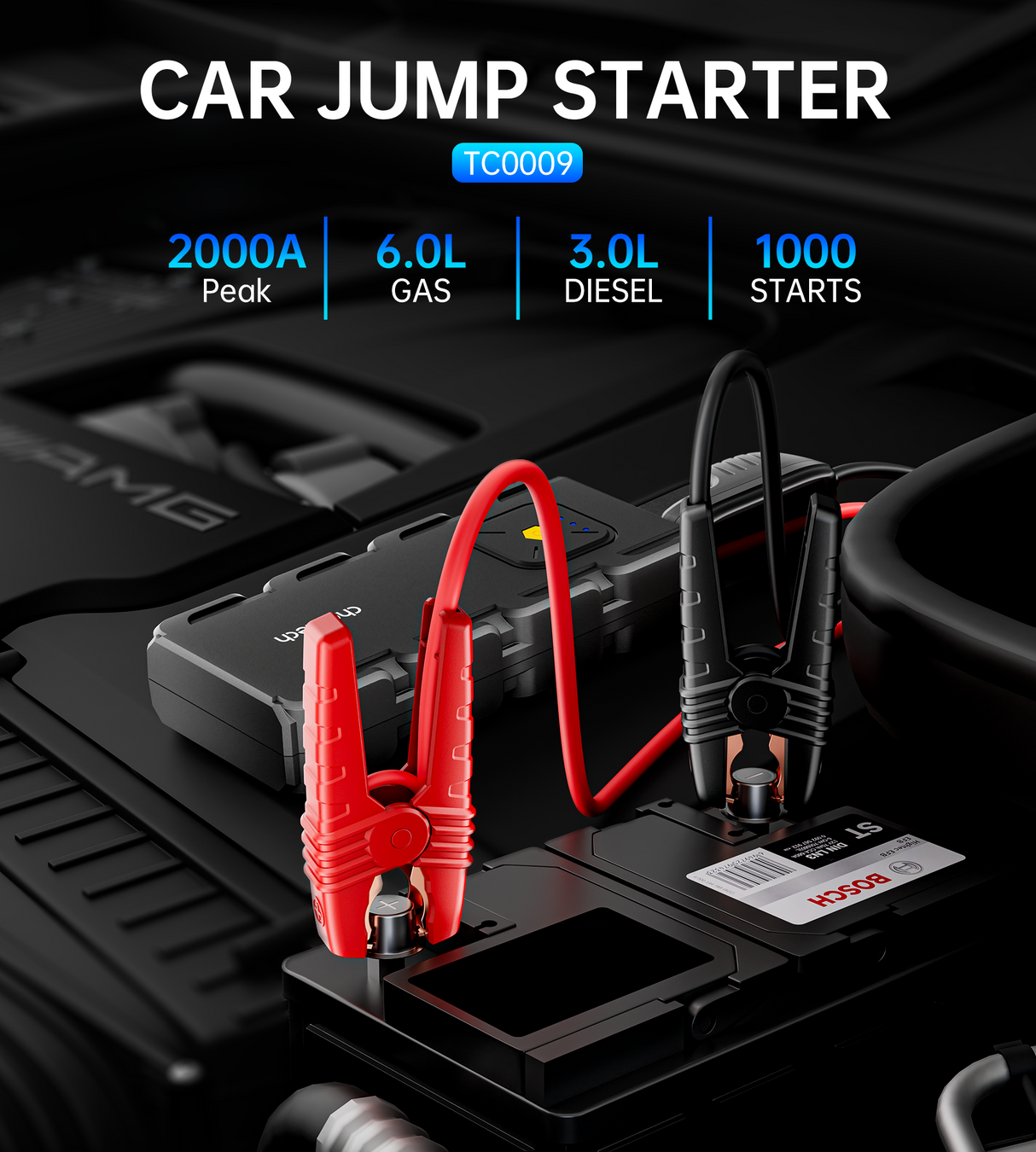 CHOETECH TC0009 16000mAh Portable Car Jump Starter with Emergency Light