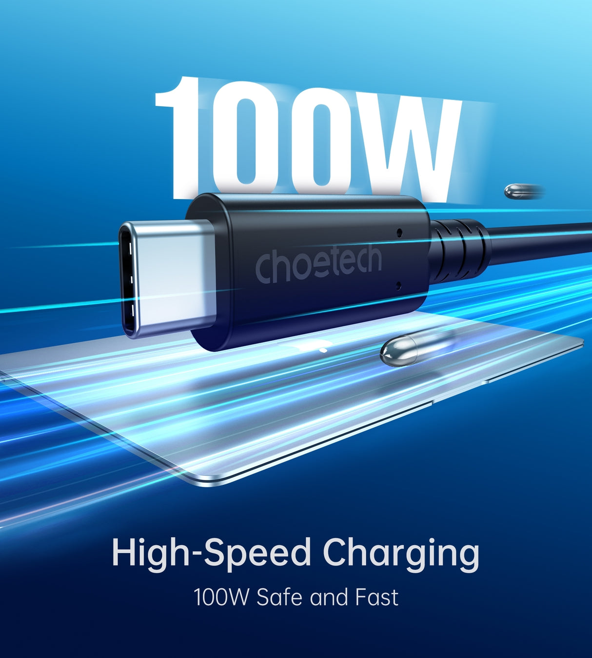 CHOETECH 100W USB-C to USB-C 4.0 Gen 3 Cable - 0.8M, 8K Video & Power Delivery