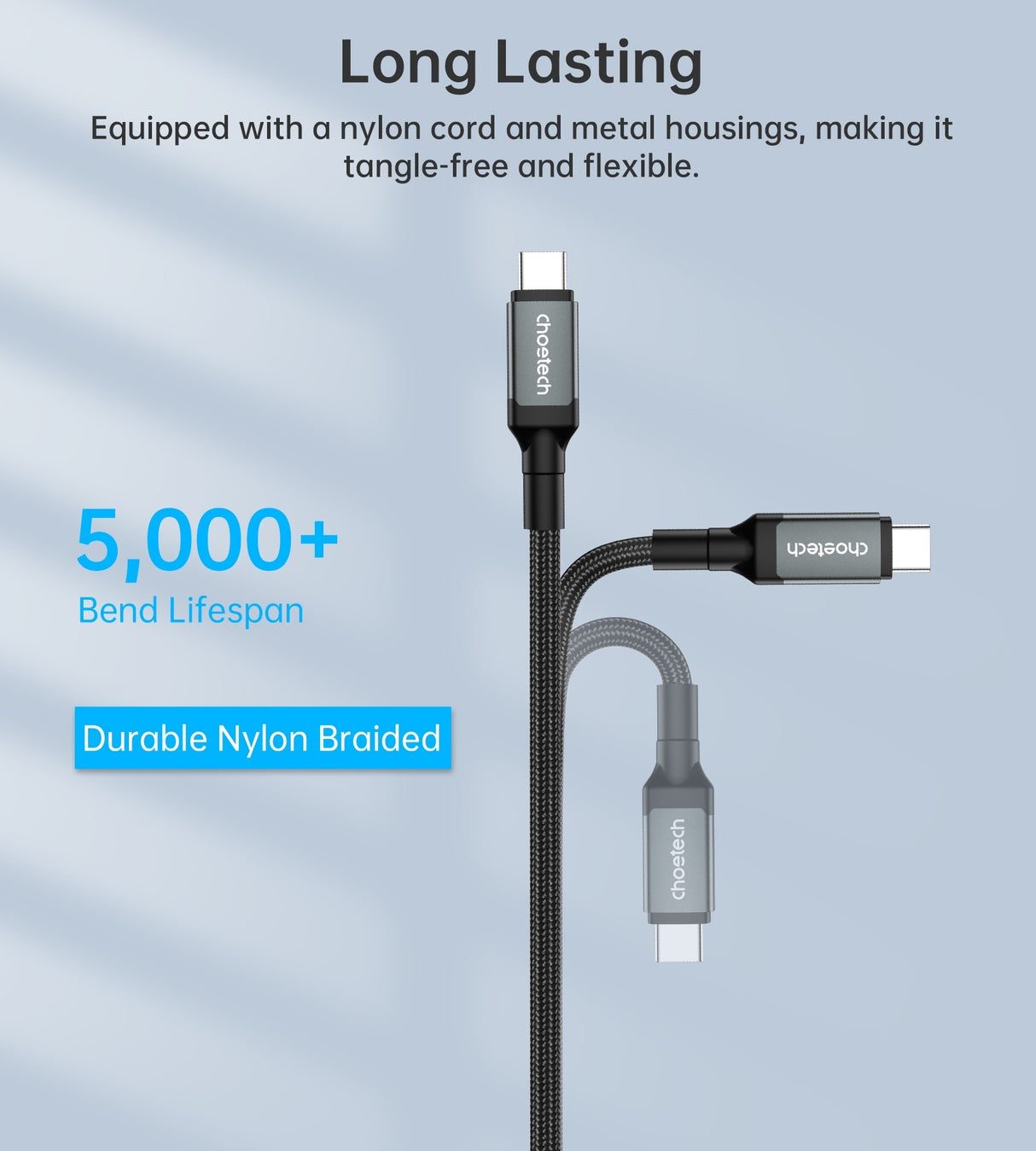 CHOETECH 240W Super Fast USB-C Gen3 Cable - 1.2M, Compatible with MacBook & More