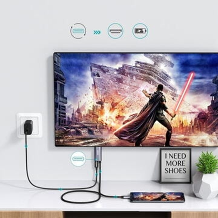 CHOETECH 4K HDMI 60Hz USB-C to HDMI Adapter with 100W Power Delivery - 1.8M Cable