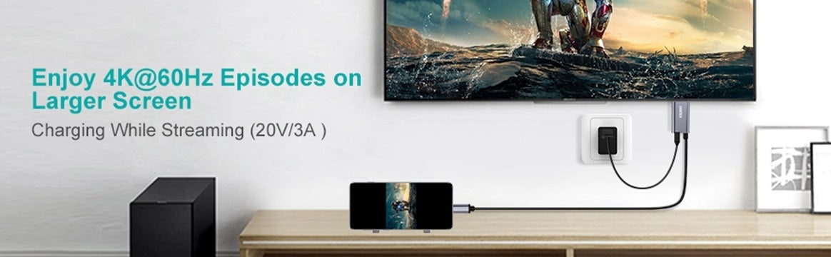 CHOETECH 4K HDMI 60Hz USB-C to HDMI Adapter with 100W Power Delivery - 1.8M Cable