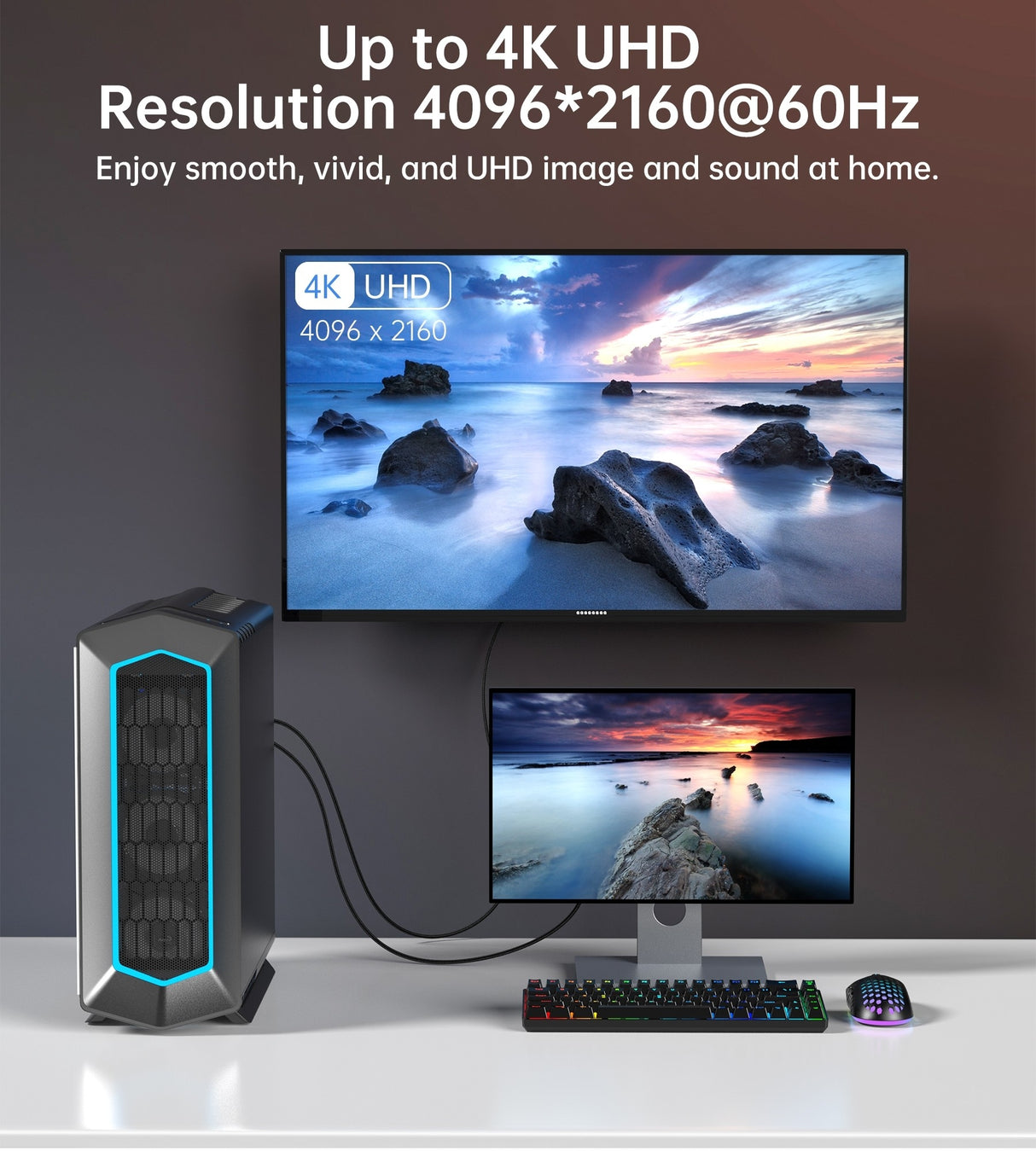 CHOETECH 2M 4K 60Hz DisplayPort to HDMI Male Braided Cable