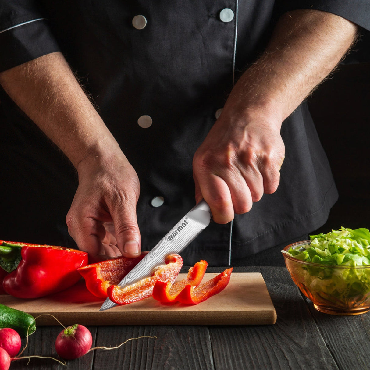 Warmot Premium 3-Piece High Carbon Stainless Steel Kitchen Knife Set with Ergonomic Handle and Gift Box