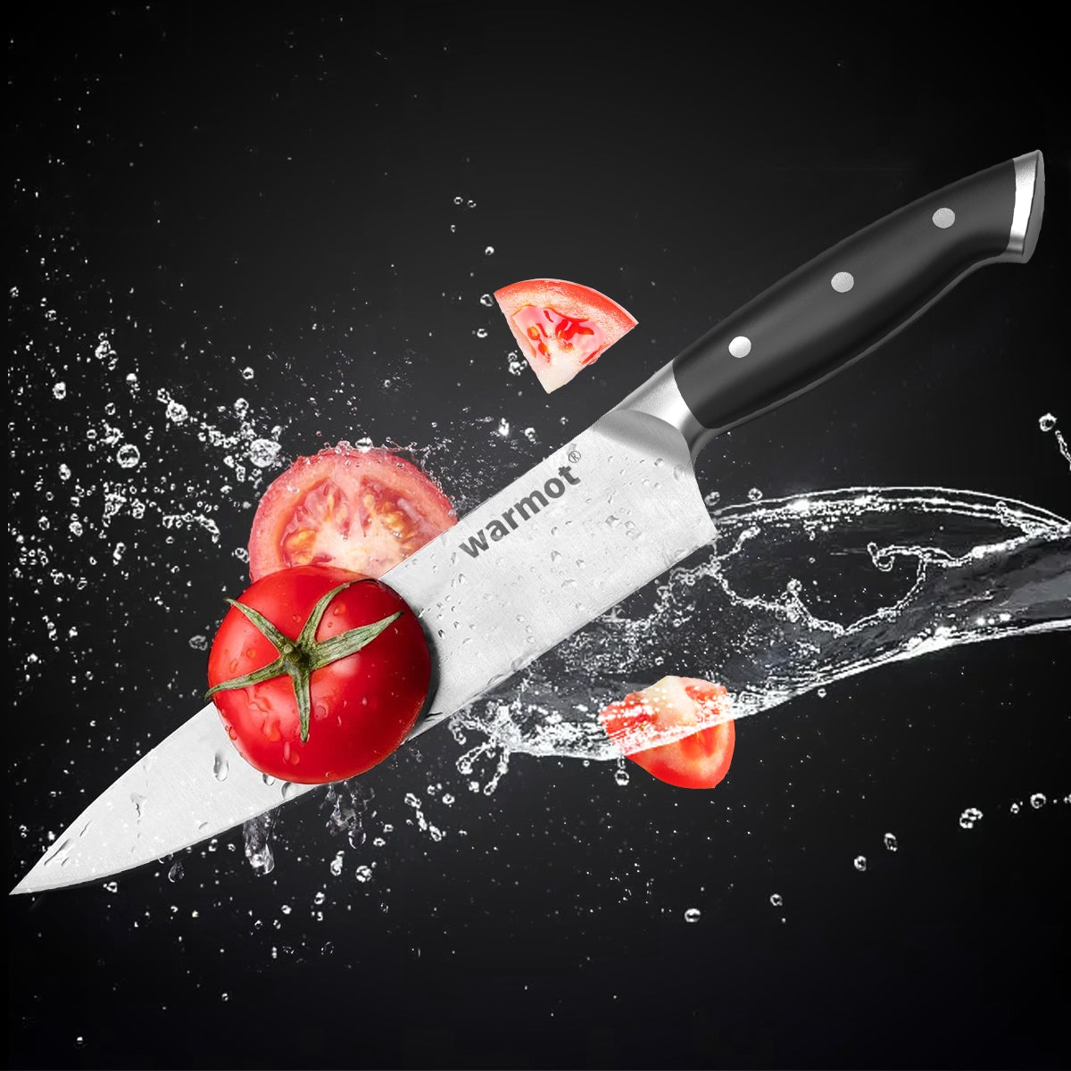 Warmot Professional 3-Piece High Carbon Stainless Steel Chef Knife Set with Elegant Gift Box