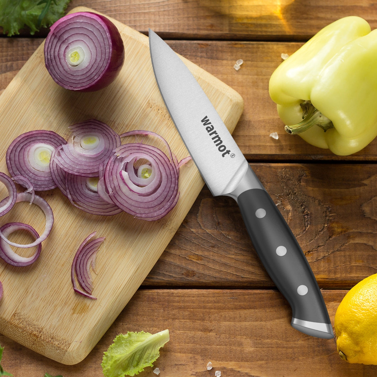 Warmot Professional 3-Piece High Carbon Stainless Steel Chef Knife Set with Elegant Gift Box