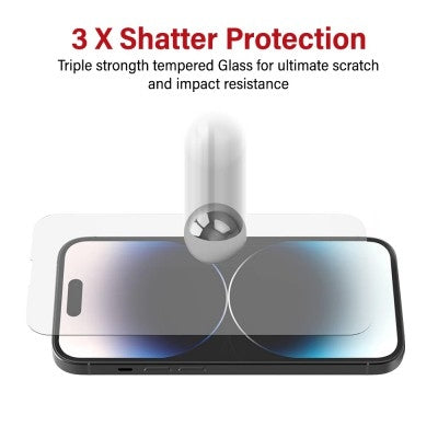 Ultra-Durable 9H Tempered Glass Screen Shield for iPhone 15 / 15 Pro