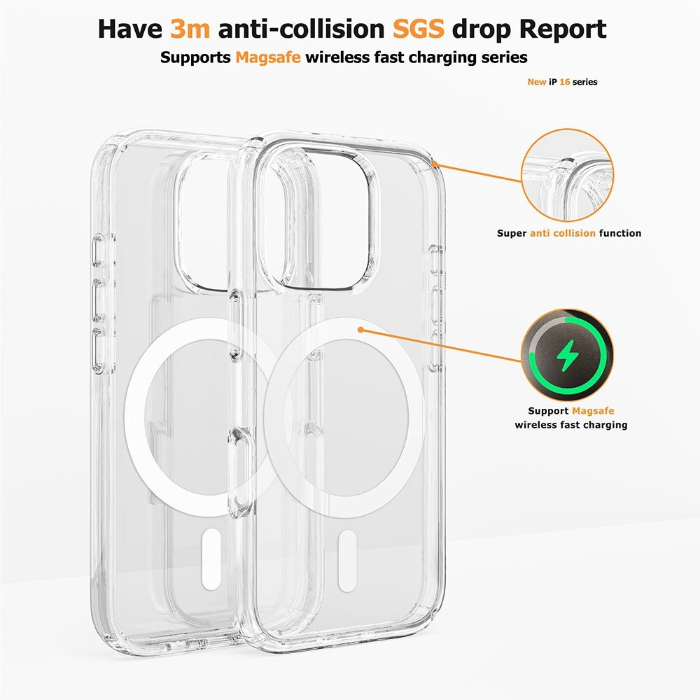 Shock-Resistant Clear MagSafe Case for iPhone 16 Pro Max