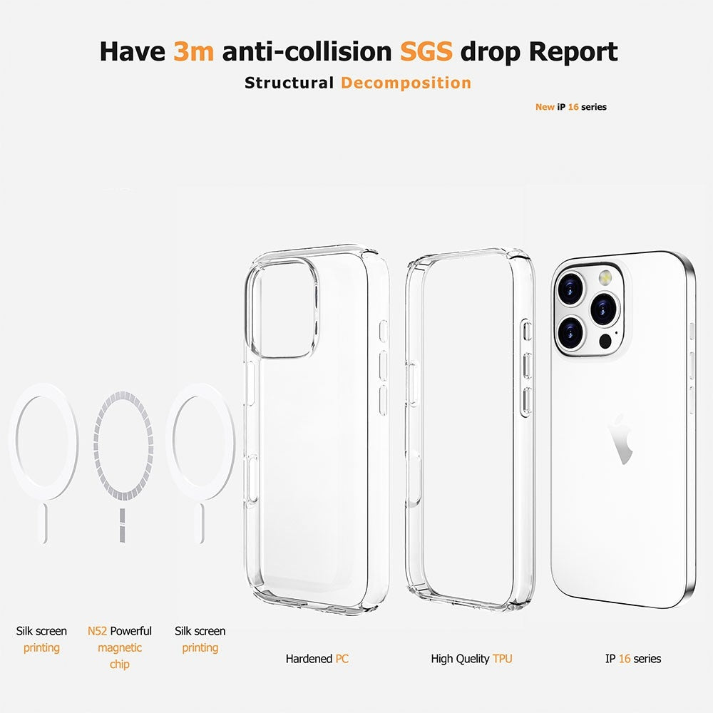Shock-Resistant Clear MagSafe Case for iPhone 16 Pro Max