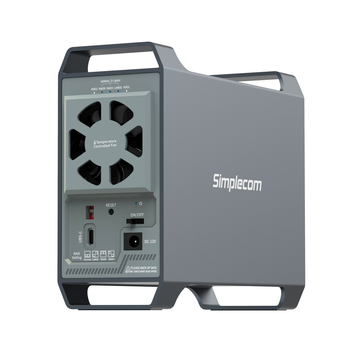 Simplecom SE482 SuperSpeed USB Dual Bay 3.5 SATA Hard Drive RAID Enclosure USB-C RAID 0/1, JBOD