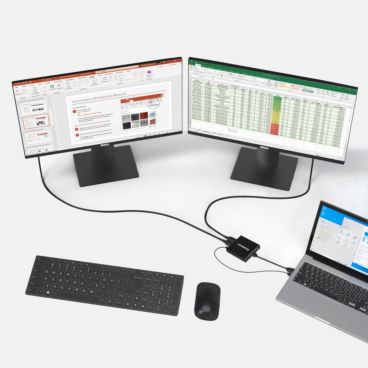 Simplecom CM214 DisplayPort Splitter 1 IN 2 OUT MST Hub for Dual Extended Screens 4K DP 1.4