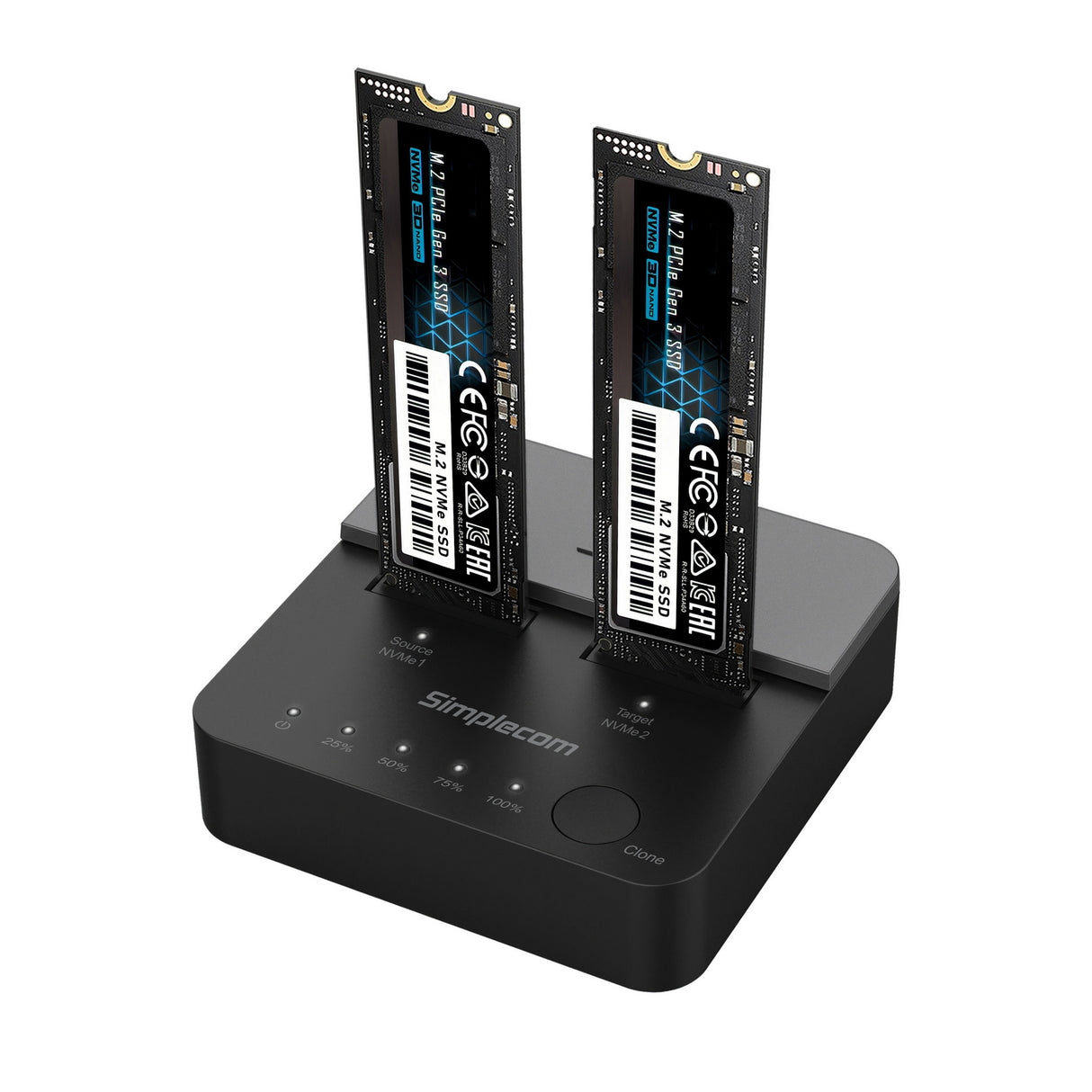 Dual Bay NVMe M.2 SSD Docking Station with Offline Cloning Capability - Simplecom SD550v2