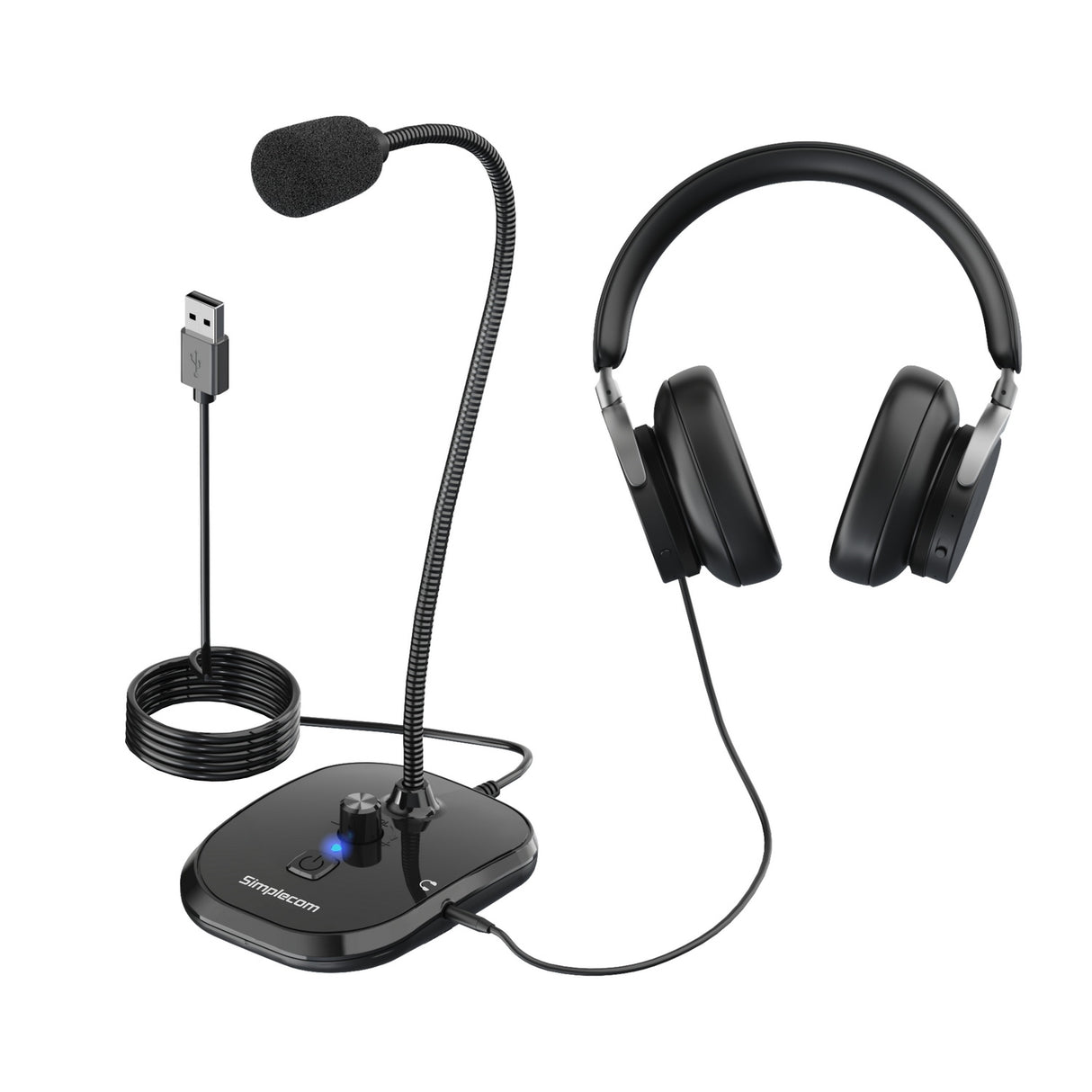 Simplecom UM360 USB Desktop Microphone with Headphone Monitoring Jack