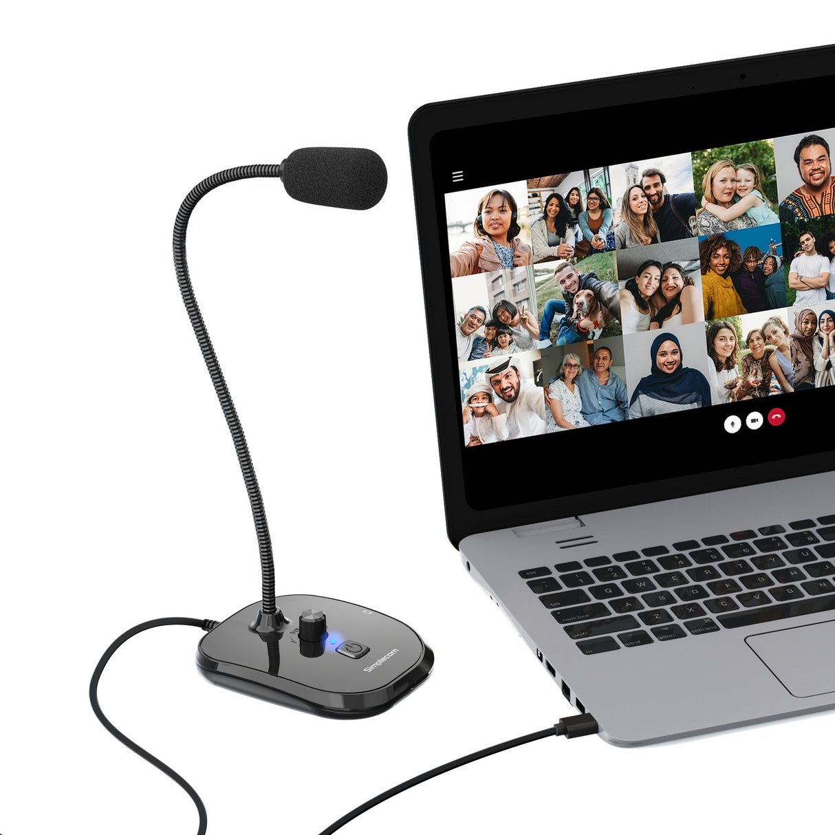 Simplecom UM360 USB Desktop Microphone with Headphone Monitoring Jack