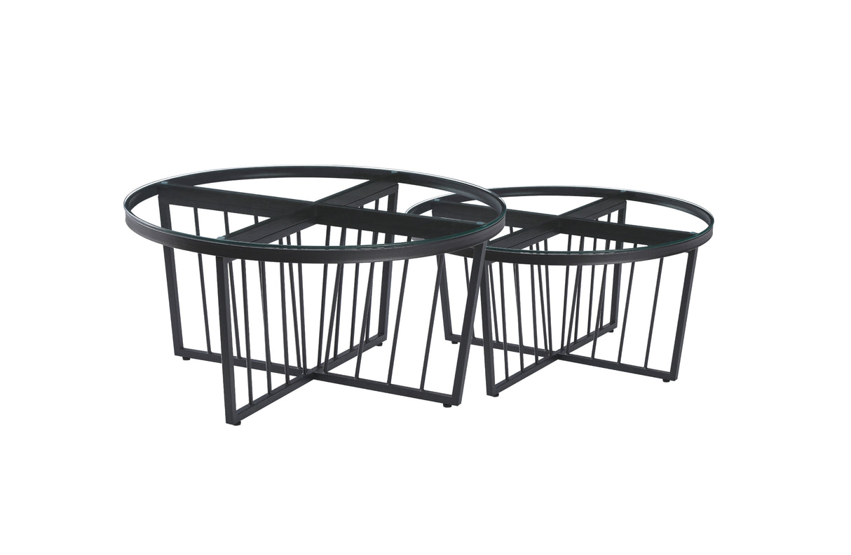 Salina Coffee Table 90cm Black Base - Clear Glass