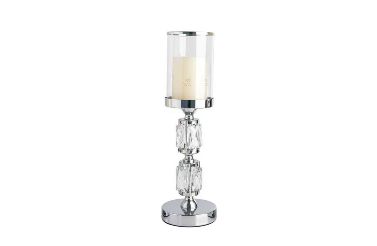 Abode Crystal Candle Holder – Silver - Medium