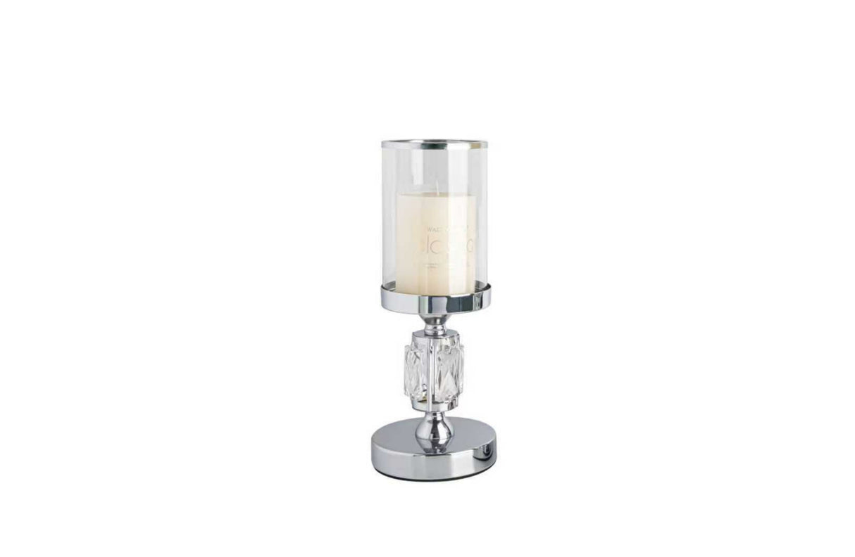 Abode Crystal Candle Holder – Silver - Small