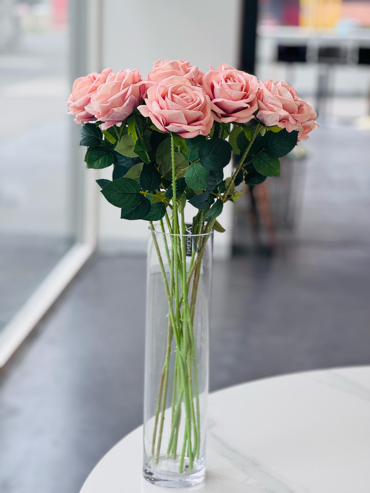 Artificial Rose Stems ??Set of 2 Stems ??60cm with 3 Flowers Each - Soft Pink