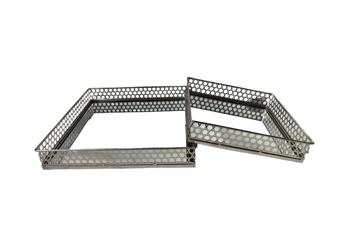 Nina Tray - Rectangle - Set of 2 - Silver