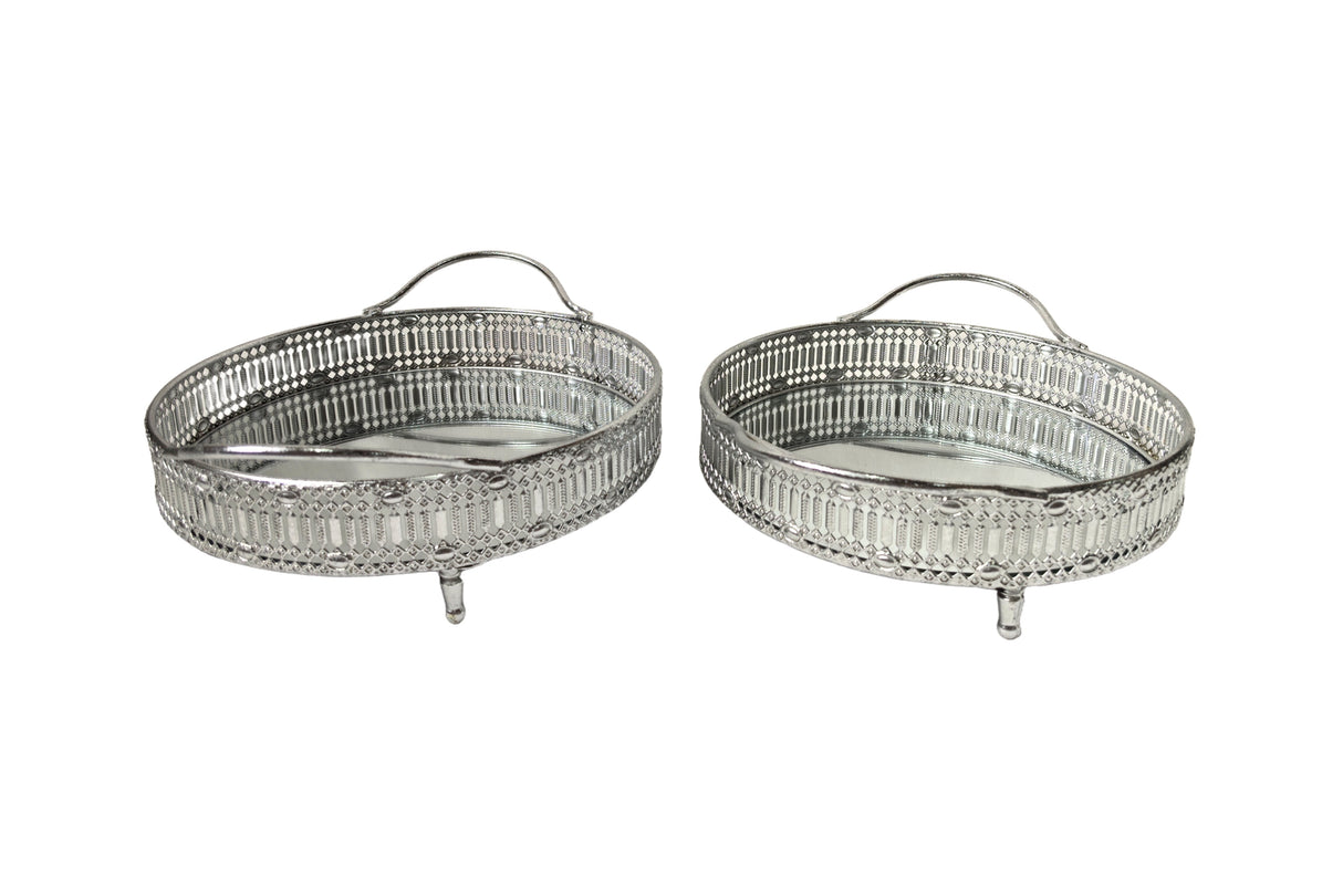 Tessa Round Tray - Set of 2 - Silver