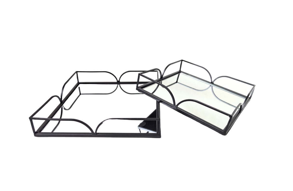 Willow Square Tray - Set of 2 - Black