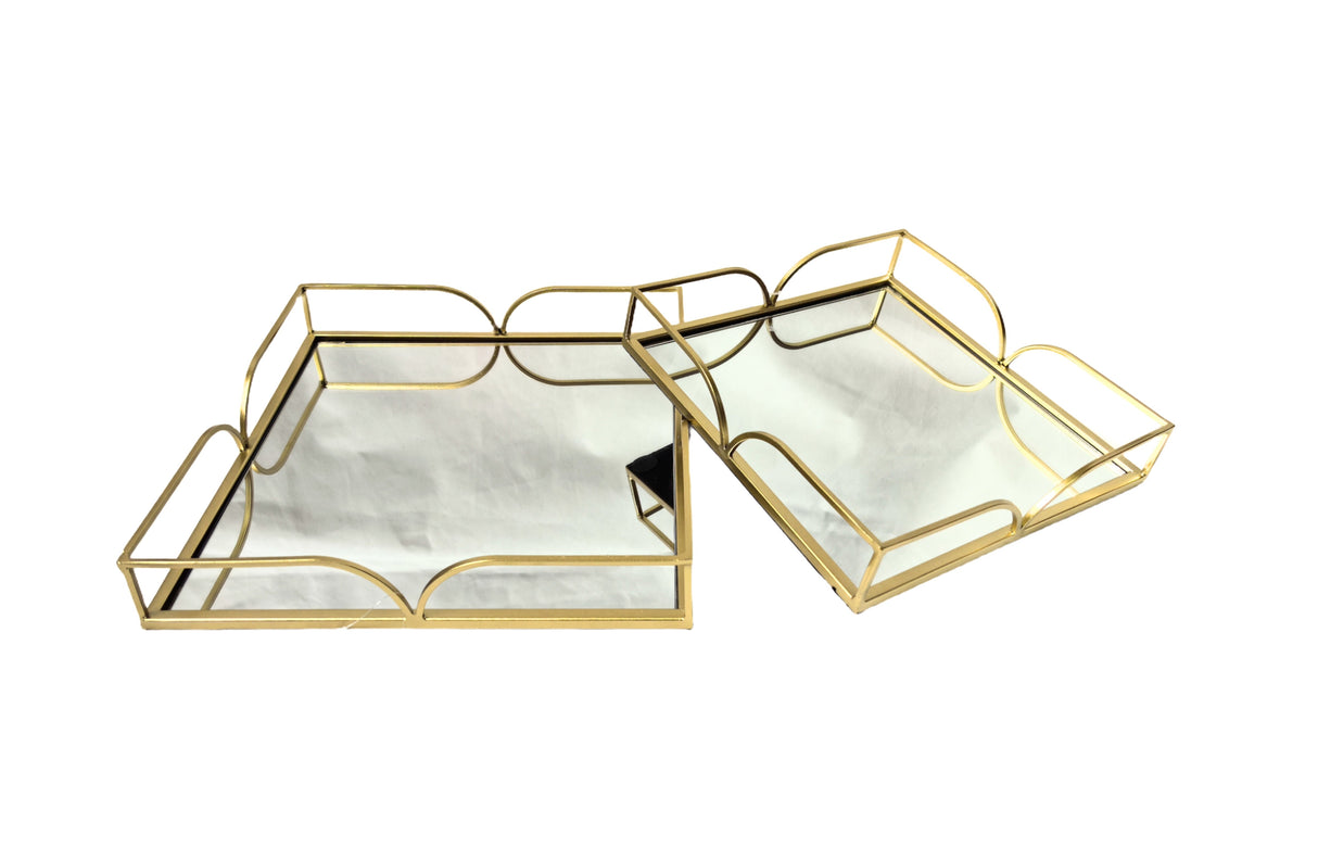 Willow Square Tray - Set of 2 - Gold