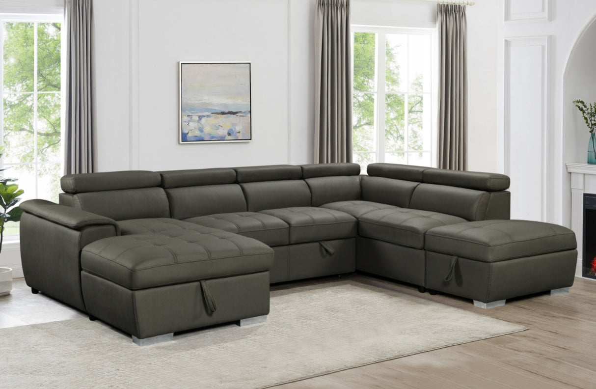 Plush Sleeper Modular Chaise Lounge - Charcoal