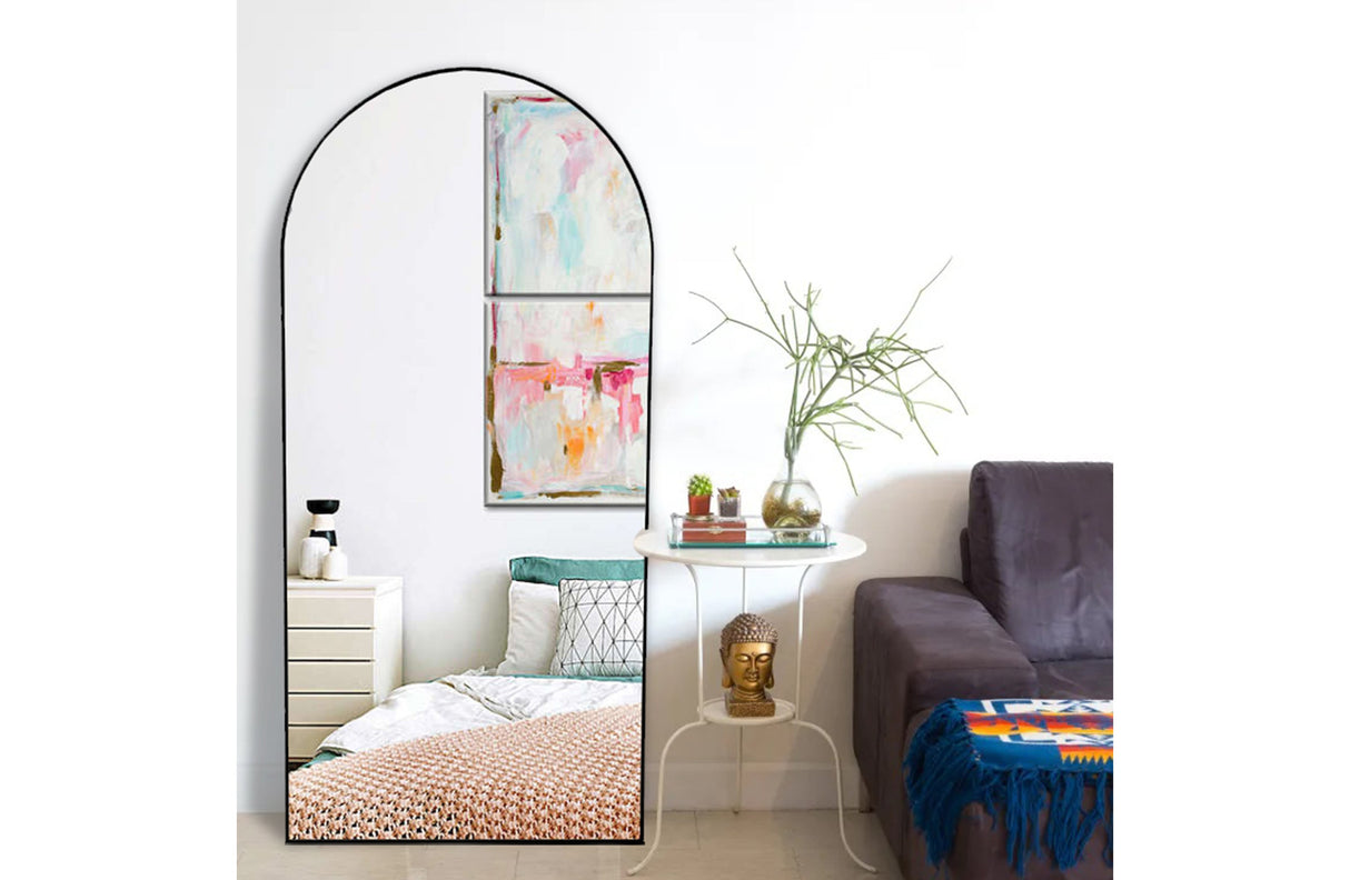 Metal Arch Mirror 80cm x 170cm - Black